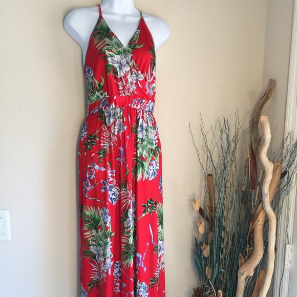 Kuiyige Dresses & Skirts - Kuiyige red wrap spaghetti strap maxi dress M